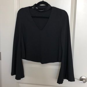 Black Zara Top with Choker and Low Cut